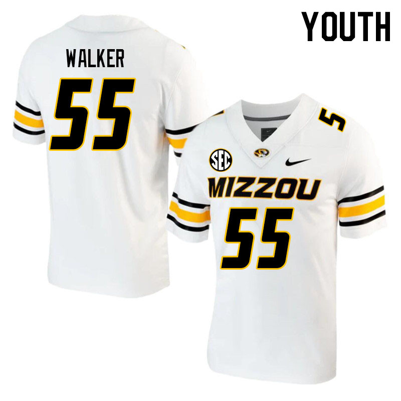 Youth #55 Arden Walker Missouri Tigers College 2023 Football Stitched Jerseys Sale-White